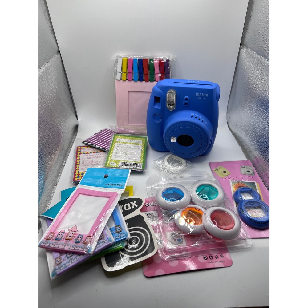 Fujifilm Instax Mini 9 Instant Camera Cobalt Blue Tested With Frames Accessories
